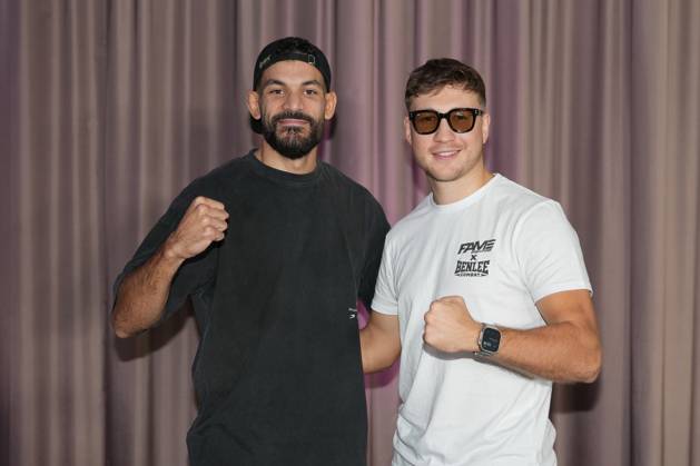Fame Fighting 2026 Press Conference: Ediz Tasci and Oliver Ginkel at the press conference for the fourth edition of Fame Fighting Celebrity Boxing on October 11, 2026, at the Atlantic Hotel in Essen, North Rhine-Westphalia