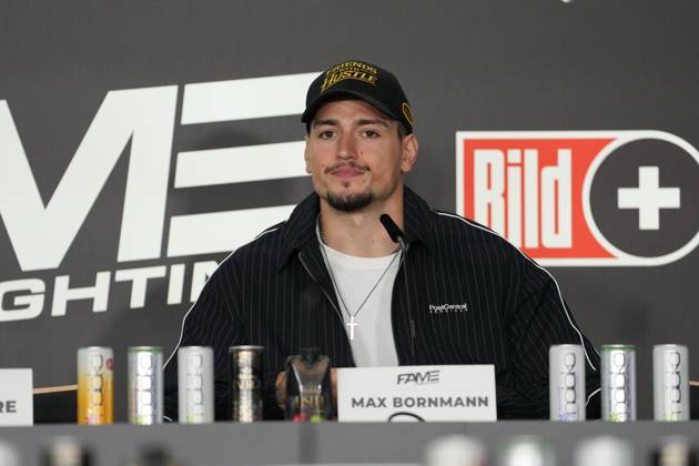 Fame Fighting 2026 Press Conference: Max Bornmann at the press conference for the fourth edition of Fame Fighting Celebrity Boxing on October 11, 2026, at the Atlantic Hotel in Essen, North Rhine-Westphalia