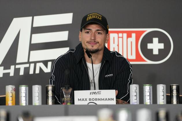 Fame Fighting 2026 Press Conference: Max Bornmann at the press conference for the fourth edition of Fame Fighting Celebrity Boxing on October 11, 2026, at the Atlantic Hotel in Essen, North Rhine-Westphalia