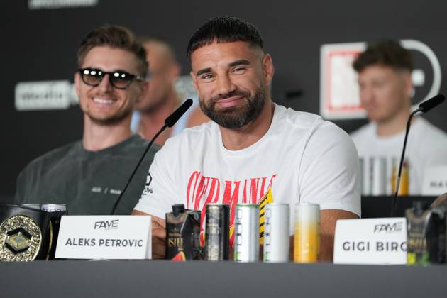 Fame Fighting 2026 Press Conference: Aleks Petrovic at the press conference for the fourth edition of Fame Fighting Celebrity Boxing on October 11, 2026, at the Atlantic Hotel in Essen, North Rhine-Westphalia