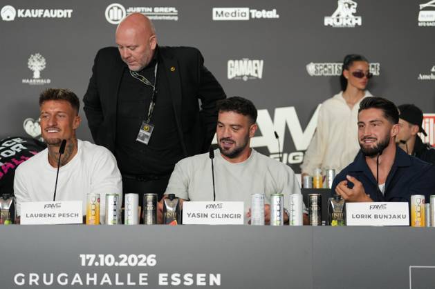 Fame Fighting 2026 Press Conference: Yasin Cilingir at the press conference for the fourth edition of Fame Fighting Celebrity Boxing on October 11, 2026, at the Atlantic Hotel in Essen, North Rhine-Westphalia