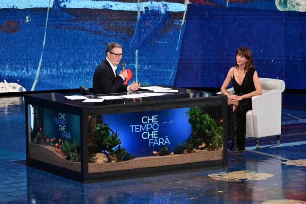 IPA89573779 - Milan, TV Show Che Tempo Che Fa - Nove. Pictured: Fabio Fazio, Sophie Marceau Copyright: xTe-Cox xComi Terenghix IPA89573779
