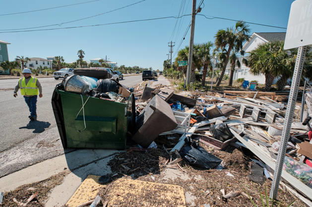 October 11, 2026, Pensacola Beach, Florida, U.S: October 11, 2026 Pensacola Beach, Florida USA: A pile of trash and debris sit outside an apartment complex after the arrival of Hurricane Isaias. Pensacola Beach U.S - ZUMAa14_ 20261011_zaf_a14_008 Copyright: xDanxAndersonx
