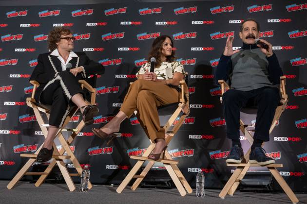 October 11, 2026, New York, New York, United States: (L-R) Matthew Gray Gubler, Melissa Fumero and Tony Shalhoub speak at a panel discussion for CBS s new crime-solving drama EINSTEIN!.during New York Comic Con 2026 at The Jacob K. Javits Convention Center on October 11, 2026 in New York City. New York United States - ZUMAs197 20261011_aaa_s197_414 Copyright: xRonxAdarx