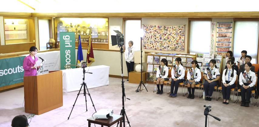 Princess Kako at girl scouts event Japan s Princess Kako (far L) speaks during an event organized by the Girl Scouts of Japan in Tokyo on Oct. 11, 2026. (Pool photo)  A14AA0005630619P