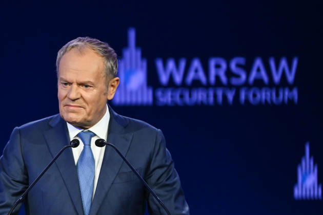 Warsaw Security Forum 2026 kicks off in Poland WARSAW, POLAND - OCTOBER 12: Prime Minister of Poland Donald Tusk delivers his opening address to delegates during the first day of the Warsaw Security Forum 2026 (WSF2026) in Warsaw, Poland, on October 12, 2026. The two-day international defense conference gathers regional leaders, NATO officials, and military commanders under this year s theme, United We Stand. Artur Widak Anadolu Warsaw Poland. Editorial use only. Please get in touch for any other usage.  Copyright: x2026xAnadoluxArturxWidakx