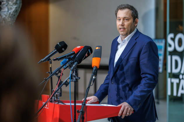 Press statement with SPD Party Chairman Lars Klingbeil Press statement with SPD Party Chairman Lars Klingbeil on October 12, 2026, in Berlin, Berlin, Berlin, Germany, at the SPD Party Headquarters, Willy Brandt House