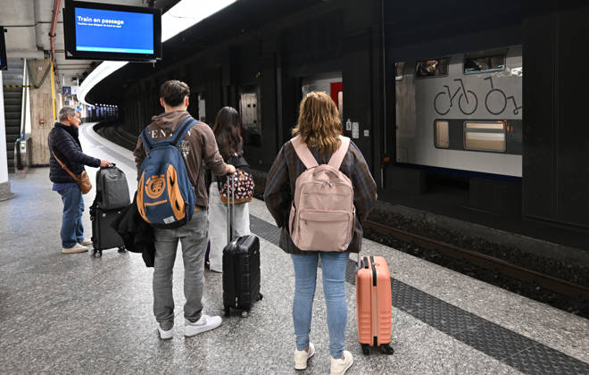 Public sector workers go on strike in Belgium BRUSSELS, BELGIUM - OCTOBER 12: Passengers wait for trains with their suitcases at the Brussels Central Station as public sector workers go on strike to protest the government s budget and austerity policies in Brussels, Belgium, on October 12, 2026. The strike disrupts railway services across the country and causes interruptions to public transportation. Dursun Aydemir Anadolu Brussels Belgium. Editorial use only. Please get in touch for any other usage.  Copyright: x2026xAnadoluxDursunxAydemirx