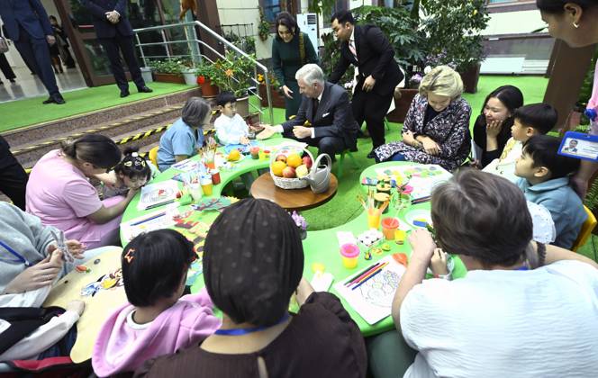 State Visit of King Philippe and Queen Mathilde to Kazakhstan (Day 2) ASTANA, KAZAKHSTAN - OCTOBER 12 : State Visit of King Philippe and Queen Mathilde to Kazakhstan (Day 2) : - Visit of the National center fot children s rehabilitation on October 12, 2026 in Astana, Kazakhstan, 12 10 2026 Astana Kazakhstan  Copyright: xDidierxLebrunx
