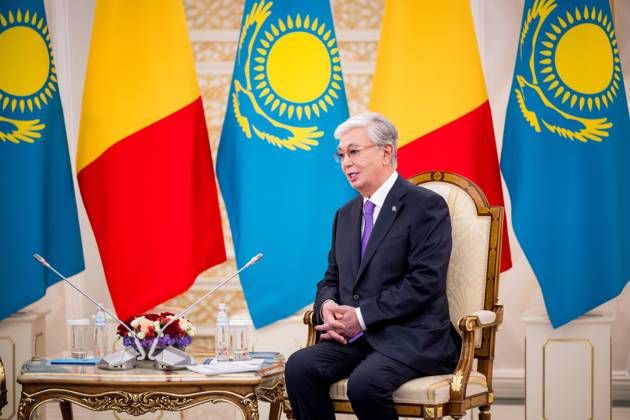 Kazakhstan s President Kassym-Jomart Tokayev pictured at the official bilateral meeting at the Ak Orda Presidential Palace during an official state visit of the Belgian King and Queen to Kazakhstan, on Monday 12 October 2026. The first State Visit of Belgium s royal couple in central Asia from 11 to 14 October 2026, aims to highlight bilateral cooperation in the economic, academic, and cultural fields.  JASPERxJACOBS 189551747
