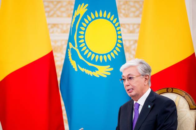 Kazakhstan s President Kassym-Jomart Tokayev pictured at the official bilateral meeting at the Ak Orda Presidential Palace during an official state visit of the Belgian King and Queen to Kazakhstan, on Monday 12 October 2026. The first State Visit of Belgium s royal couple in central Asia from 11 to 14 October 2026, aims to highlight bilateral cooperation in the economic, academic, and cultural fields.  JASPERxJACOBS 189551741