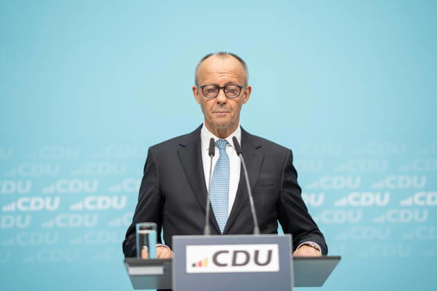 Chancellor Friedrich Merz at the closing press conference of the CDU Germany Executive Committee Retreat in Berlin, October 2026, Berlin, Berlin, Germany, Konrad Adenauer House