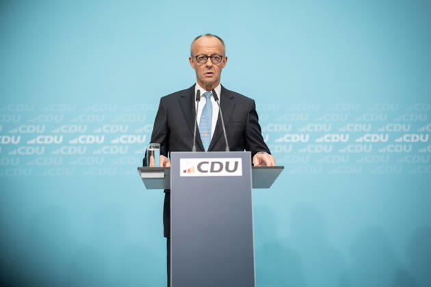Chancellor Friedrich Merz at the closing press conference of the CDU Germany Executive Committee Retreat in Berlin, October 2026, Berlin, Berlin, Germany, Konrad Adenauer House