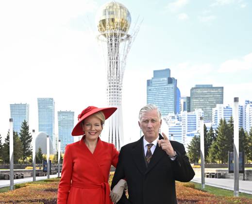 State Visit of King Philippe and Queen Mathilde to Kazakhstan (Day 2) ASTANA, KAZAKHSTAN - OCTOBER 12 : State Visit of King Philippe and Queen Mathilde to Kazakhstan (Day 2) : - Scene-Setting Photo in front of the Baiterek Tower on October 12, 2026 in Astana, Kazakhstan, 12 10 2026 Astana Kazakhstan  Copyright: xDidierxLebrunx