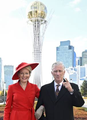 State Visit of King Philippe and Queen Mathilde to Kazakhstan (Day 2) ASTANA, KAZAKHSTAN - OCTOBER 12 : State Visit of King Philippe and Queen Mathilde to Kazakhstan (Day 2) : - Scene-Setting Photo in front of the Baiterek Tower on October 12, 2026 in Astana, Kazakhstan, 12 10 2026 Astana Kazakhstan  Copyright: xDidierxLebrunx