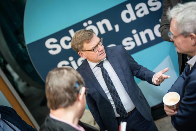 Foreign Minister Johann Wadephul at the Konrad Adenauer House, speaking with journalists at the CDU Germany Executive Committee Retreat in Berlin, October 2026, Berlin, Berlin, Germany, Konrad Adenauer House