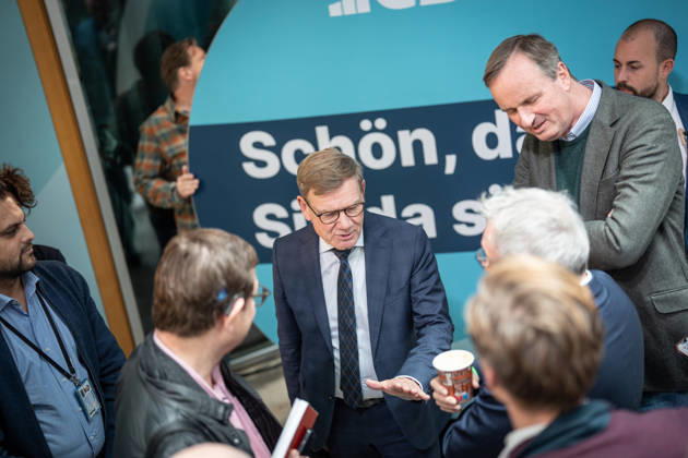 Foreign Minister Johann Wadephul at the Konrad Adenauer House, speaking with journalists at the CDU Germany Executive Committee Retreat in Berlin, October 2026, Berlin, Berlin, Germany, Konrad Adenauer House