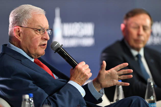Warsaw Security Forum 2026 - Day 1 WARSAW, POLAND - OCTOBER 12: Retired United States Army Lieutenant General and Co-Chair of the Center for American Security at the America First Policy Institute Keith Kellogg speaks during a session on Day 1 of the Warsaw Security Forum 2026 (WSF2026) in Warsaw, Poland, on October 12, 2026. His address evaluated strategic defense planning, transatlantic military alliances, and contemporary global security challenges. Artur Widak Anadolu Warsaw Poland. Editorial use only. Please get in touch for any other usage.  Copyright: x2026xAnadoluxArturxWidakx