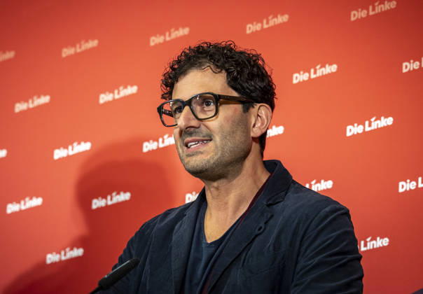 Luigi Pantisano, Chair of Die Linke, photographed at a press conference at the Karl Liebknecht House in Berlin, Germany Copyright: xThomasxKoehlerx
