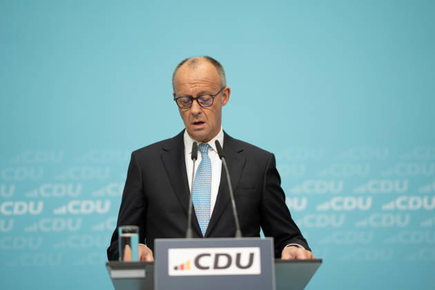 Chancellor Friedrich Merz at the closing press conference of the CDU Germany Executive Committee retreat in Berlin, October 2026, Berlin, Berlin, Germany, Konrad Adenauer House