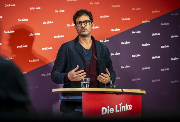 Luigi Pantisano, Chair of Die Linke, photographed at a press conference at the Karl Liebknecht Haus in Berlin, Germany Copyright: xThomasxKoehlerx