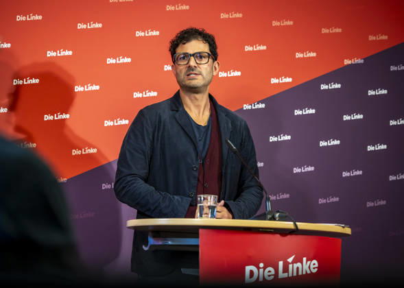 Luigi Pantisano, Chair of Die Linke, photographed at a press conference at the Karl Liebknecht Haus in Berlin, Germany Copyright: xThomasxKoehlerx