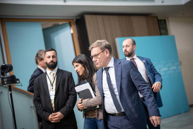 Foreign Minister Johann Wadephul at the Konrad Adenauer House, with Serap Güler, Minister of State at the Federal Ministry of Foreign Affairs, during the CDU Germany Executive Committee Retreat in Berlin, October 2026, Berlin, Berlin, Germany, Konrad Adenauer House