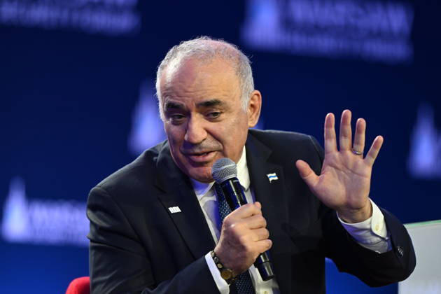 Warsaw Security Forum 2026 - Day 1 WARSAW, POLAND - OCTOBER 12: Chairman of the Renew Democracy Initiative Garry Kasparov speaks during a session titled Checkmate or Stalemate? Rethinking the West s Game Against Russia during Day 1 of the Warsaw Security Forum 2026 (WSF2026) on the Warsaw Stage in Warsaw, Poland, on October 12, 2026. The conversation focused on strategic foreign policy adjustments and counter-measures regarding regional security threats. Artur Widak Anadolu Warsaw Poland. Editorial use only. Please get in touch for any other usage.  Copyright: x2026xAnadoluxArturxWidakx