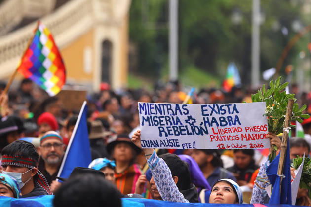 Santiago, October 12, 2026 The assembly of indigenous organizations calls for a march: Indigenous Peoples in Resistance for Autonomy and Demilitarization. Jonnathan Oyarzun Aton Chile, Santiago, Chile Aton 1198919  Copyright: JONNATHANxOYARZUN ATONxCHILE