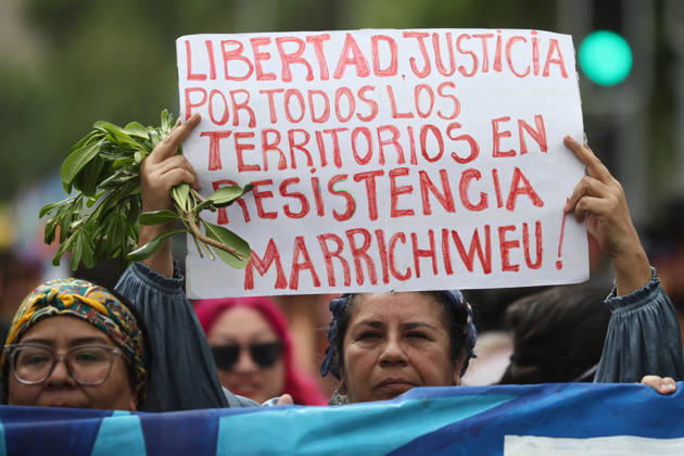 Santiago, October 12, 2026 The assembly of indigenous organizations calls for a march: Indigenous Peoples in Resistance for Autonomy and Demilitarization. Dragomir Yankovic, Aton Chile, Santiago, Chile. Aton 1199021  Copyright: DRAGOMIRxYANKOVIC ATONxCHILE
