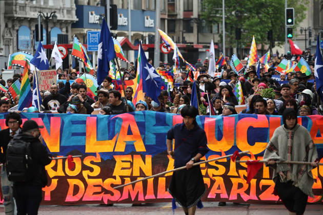 Santiago, October 12, 2026 The assembly of indigenous organizations calls for a march: Indigenous Peoples in Resistance for Autonomy and Demilitarization. Dragomir Yankovic Aton Chile, Santiago, Chile Aton 1199029  Copyright: DRAGOMIRxYANKOVIC ATONxCHILE