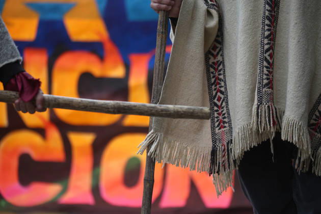 Santiago, October 12, 2026 The assembly of indigenous organizations calls for a march: Indigenous Peoples in Resistance for Autonomy and Demilitarization. Dragomir Yankovic, Aton Chile, Santiago, Chile. Aton 1199030  Copyright: DRAGOMIRxYANKOVIC ATONxCHILE