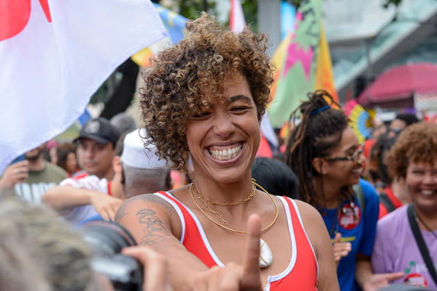 RIO DE JANEIRO, RJ - 12.10.2026: BRASIL PELA DEMOCRACIA RJ - Councilwoman Taliria at the pro-Lula event held this afternoon (12) during Brasil pela democracia Rj held in Copacabana in Rio de Janeiro, RJ. x3030191x  CarlosxSanttos