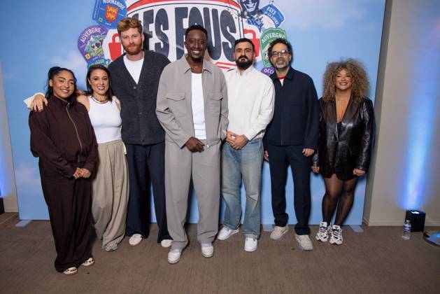 Les Fous Du Bus Premiere - Paris Sofia Belabbes, Blandine Lehout, Edouard Deloignon, Ahmed Sylla, Umut Koker, Julien Santini and Emy Bng attend the photocall for the premiere of Les Fous Du Bus held at the Elysees Biarritz in Paris, France on October 12, 2026. Photo by David Boyer ABACAPRESS.COM Paris France  Copyright: xBoyerxDavid ABACAx