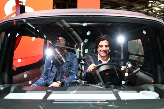 (261012) -- PARIS, Oct. 12, 2026 -- Visitors try out a vehicle on display at the Paris Motor Show in Paris, France, Oct. 12, 2026. The 2026 Paris Motor Show kicked off here on Monday. ) FRANCE-PARIS-MOTOR SHOW 2026 WuxHuiwo 