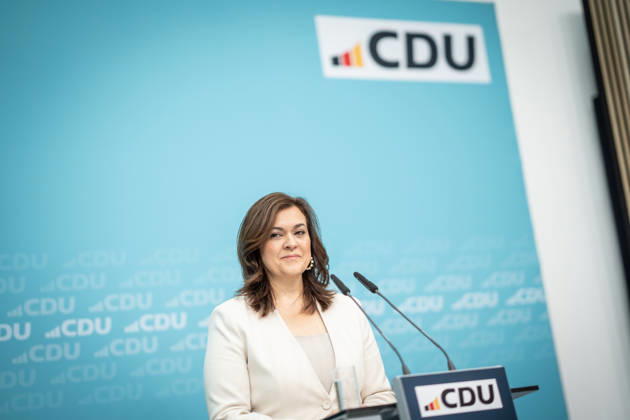 Franziska Hoppermann, CDU Secretary General, at the closing press conference of the CDU Germany Executive Committee Retreat in Berlin, October 2026, Berlin, Berlin, Germany, Konrad Adenauer House