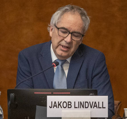 October 13, 2026, Geneva, Geneva, Switzerland: Geneva Switzerland, 10 13 2026: JAKOB LINDVALL (Vice-Chair of the UNECE Team of Specialists on Innovation and Competitiveness Policies) presented the conclusions of the meeting. during the Regional Forum on Sustainable Development for the UNECE Region (United Nations Economic Commission for Europe) and which is also the session of the Housing Committee, which concerns urban development and land management, which was held at United Nations of Geneva in Geneva. Geneva Switzerland - ZUMAd206 20261013_zip_d206_005 Copyright: xEricxDubostx