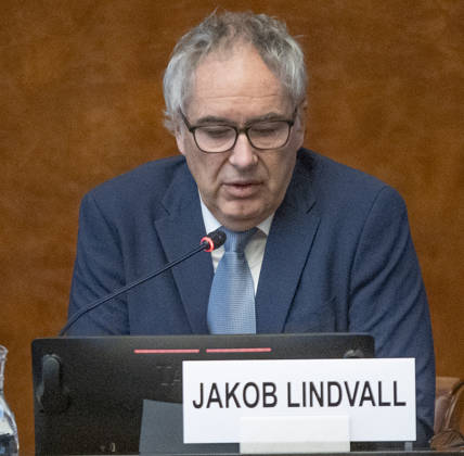 October 13, 2026, Geneva, Geneva, Switzerland: Geneva Switzerland, 10 13 2026: JAKOB LINDVALL (Vice-Chair of the UNECE Team of Specialists on Innovation and Competitiveness Policies) presented the conclusions of the meeting. during the Regional Forum on Sustainable Development for the UNECE Region (United Nations Economic Commission for Europe) and which is also the session of the Housing Committee, which concerns urban development and land management, which was held at United Nations of Geneva in Geneva. Geneva Switzerland  - ZUMAd206 20261013_zip_d206_008 Copyright: xEricxDubostx