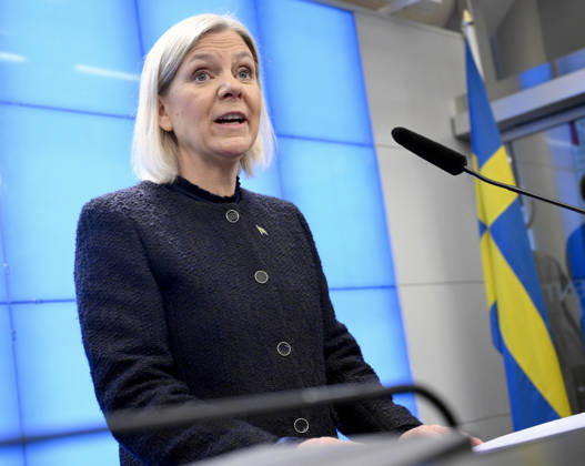 STOCKHOLM, SWEDEN 20261013 Social Democratic Party leader Magdalena Andersson holds a press conference after her meeting with the Speaker of the Riksdag regarding her exploratory mandate STOCKHOLM, SWEDEN x10040x  Copyright: xAndersxWiklund TTx MAGDALENA ANDERSSON SONDERING VS40gkDmX-w