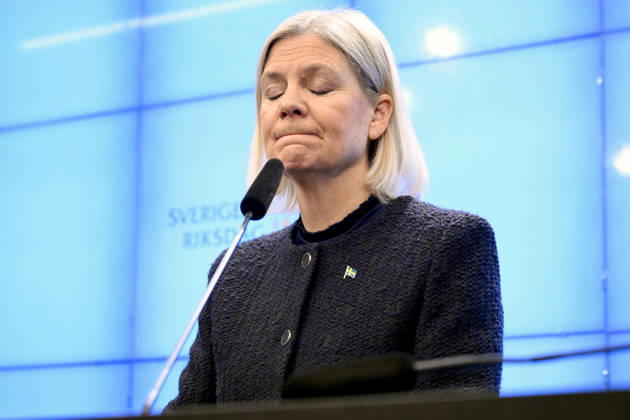 STOCKHOLM, SWEDEN 20261013 Social Democratic Party leader Magdalena Andersson holds a press conference after her meeting with the Speaker of the Riksdag regarding her exploratory mandate STOCKHOLM, SWEDEN x10030x  Copyright: xJonasxEkströmer TTx MAGDALENA ANDERSSON SONDERINGSUPPDRAG Ihjd91oSgMI