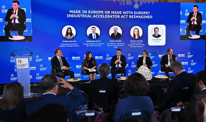 EU-Turkiye Business Summit kicks off in Brussels BRUSSELS, BELGIUM - OCTOBER 13: Ambassador Yaprak Balkan (2nd L), Turkiye s Permanent Representative to the European Union, attends a session held at Egmont Palace in Brussels, Belgium, on October 13, 2026. The session is held as part of the EU-Turkiye Business Summit, organized in cooperation with the Foreign Economic Relations Board of Turkiye (DEIK) and the European Business Summit (EBS). Dursun Aydemir Anadolu Brussels Belgium. Editorial use only. Please get in touch for any other usage.  Copyright: x2026xAnadoluxDursunxAydemirx