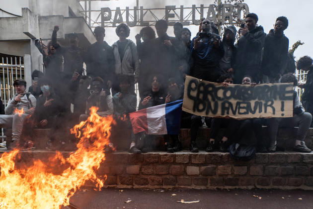 October 13, 2026: Paul-o°luard High School in Saint-Denis is at the center of the news as part of the fifth round of national student protests...The renowned Swedish environmental activist Greta Thunberg visited Paul-o°luard High School in Saint-Denis this morning to offer her direct support to the protesting students. She denounced police violence against the young demonstrators. - ZUMAs287 20261013_zip_s287_013 Copyright: xSadakxSouicix