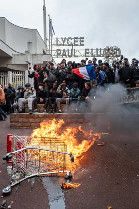 October 13, 2026: Paul-o°luard High School in Saint-Denis is at the center of the news as part of the fifth round of national student protests...The renowned Swedish environmental activist Greta Thunberg visited Paul-o°luard High School in Saint-Denis this morning to offer her direct support to the protesting students. She denounced police violence against the young demonstrators. - ZUMAs287 20261013_zip_s287_018 Copyright: xSadakxSouicix