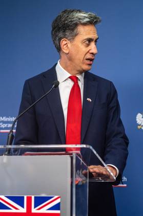 October 13, 2026, Warsaw, Mazovia, Poland: The Foreign Secretary of the United Kingdom, Ed Miliband, seen during the press conference..Foreign Secretary of the United Kingdom of Great Britain and Northern Ireland visits the Ministry of Foreign Affairs in Warsaw, Poland for a meeting with the Republic of Poland s Foreign Minister, Radoslaw Sikorski. During the subsequent press conference, the ministers discussed their countries ongoing cooperation in foreign policy issues, including supporting Ukraine in the war Russia is waging against it. Miliband also spoke of the ties his family has to Poland. Afterwards, the ministers travel to the second day of the Warsaw Security Forum. Warsaw Poland - ZUMAs197 20261013_aaa_s197_020 Copyright: xNeilxMiltonx