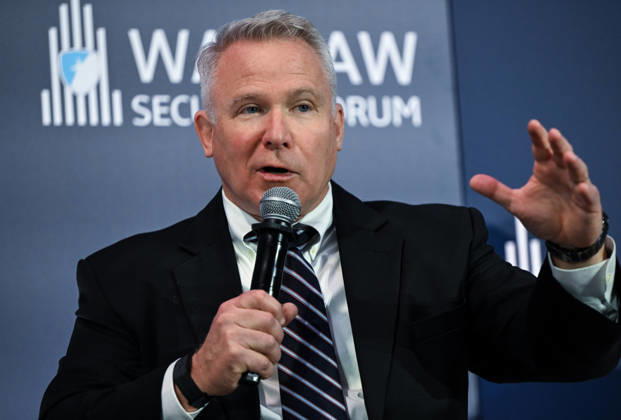 Warsaw Security Forum 2026 WARSAW, POLAND - OCTOBER 13: General (Retired) Paul Joseph LaCamera speaks during the Day 2 panel discussion, titled The More, the Better - How to Transform Armed Forces to Meet Peer Competitors? at the Warsaw Security Forum 2026 (WSF 2026) in Warsaw, Poland, on October 13, 2026. Artur Widak Anadolu Warsaw Poland. Editorial use only. Please get in touch for any other usage.  Copyright: x2026xAnadoluxArturxWidakx