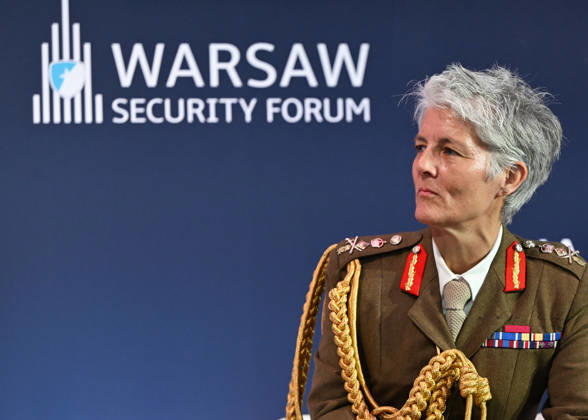 Warsaw Security Forum 2026 WARSAW, POLAND - OCTOBER 13: Vice Chief of the Defence Staff of the United Kingdom, General Dame Sharon Nesmith, addresses delegates during the Day 2 panel discussion, titled The More, the Better - How to Transform Armed Forces to Meet Peer Competitors? at the Warsaw Security Forum 2026 (WSF 2026) in Warsaw, Poland, on October 13, 2026. Nesmith discussed the transformation of British Armed Forces, technological integration, and bolstering industrial defense capacity within the NATO alliance. Artur Widak Anadolu Warsaw Poland. Editorial use only. Please get in touch for any other usage. Copyright: x2026xAnadoluxArturxWidakx