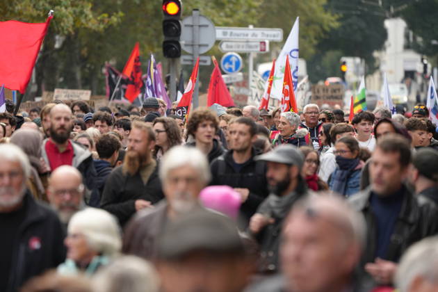 Students protest in Saint-Etienne, France SAINT-ETIENNE, FRANCE - OCTOBER 13: Thousands of people, carrying placards, march during a demonstration called by education unions and high school representatives amid the third teachers strike in two weeks in Saint-Etienne, France, on October 13, 2026. According to the prefecture, around 2,000 people took part in the march, while unions estimated the turnout at at least 4,000. A student delegation was due to meet with the prefect, while high school students called for another day of action on October 17. Stringer Anadolu Saint-Etienne France. Editorial use only. Please get in touch for any other usage.  Copyright: x2026xAnadoluxStringerx