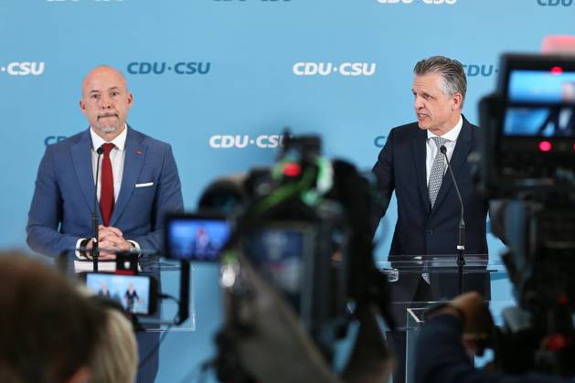 Berlin, Germany, October 13, 2026 German Bundestag Union Caucus Meeting CSU State Group Leader Alexander Hoffmann and CDU Caucus Leader Thorsten Frei Issue a Press Statement Copyright: xdtsxNachrichtenagenturx dts_138364