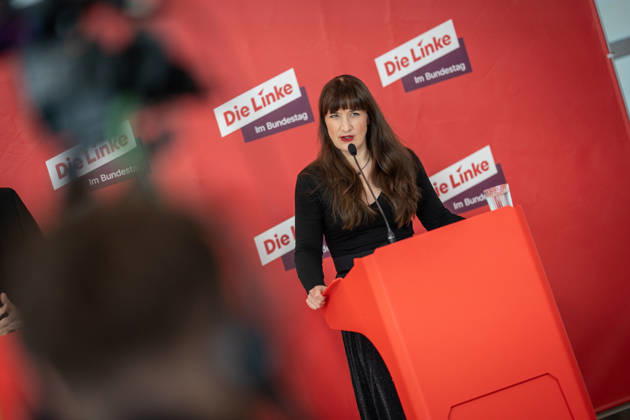 Heidi Reichinnek, Chair of the Die Linke Parliamentary Caucus in the German Bundestag; Press Statement by the Die Linke Parliamentary Caucus, German Bundestag, Berlin, Berlin, Germany, Bundestag