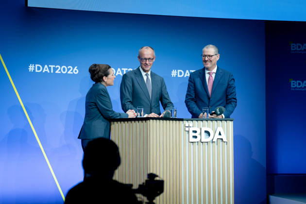 German Employers Day, bcc, Berlin Congress Center German Employers Day, bcc, Berlin Congress Center, Rainer Dulger, Employers Association President Friedrich Merz, Federal Chancellor Dagmar Rosenfeld Berlin Berlin GER